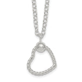 Sterling Silver Polished and Twisted Heart 18 Inch Cable Chain Necklace